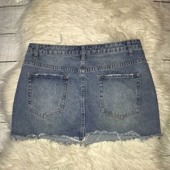 Superdown Elodie Denim Skirt Distressed Mini - Picture 3 of 7